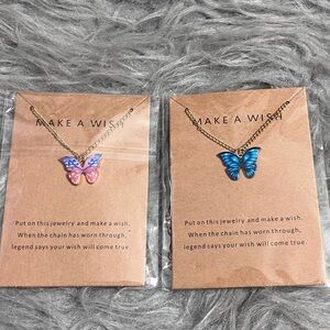 NEW Set of 2 Butterfly “Make a Wish” Necklaces
